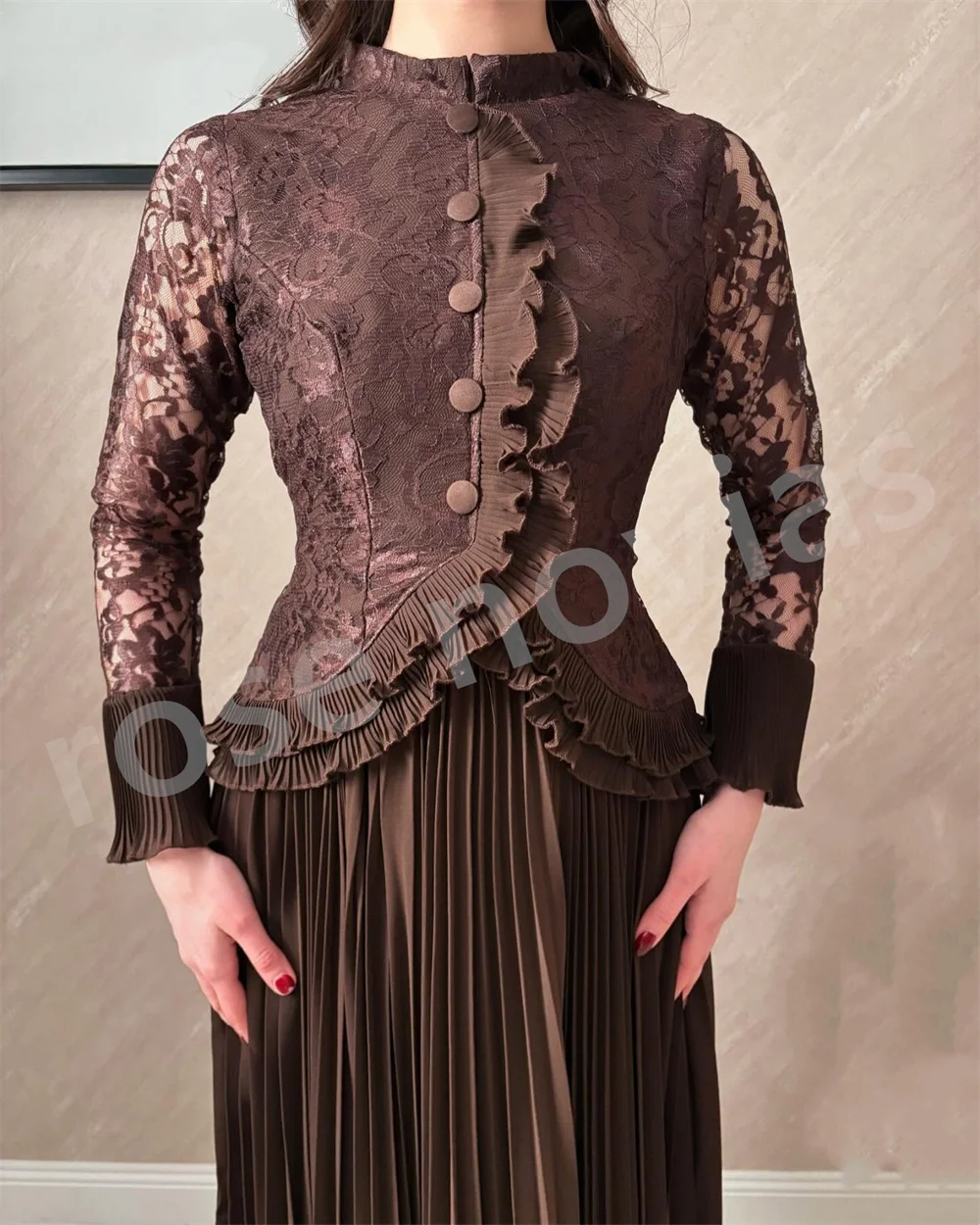 Customized High Quality Formal Long Sleeves Evening Dress Prom Pleat A-line Bespoke Occasion Long Dresses Elegant Party Wedding