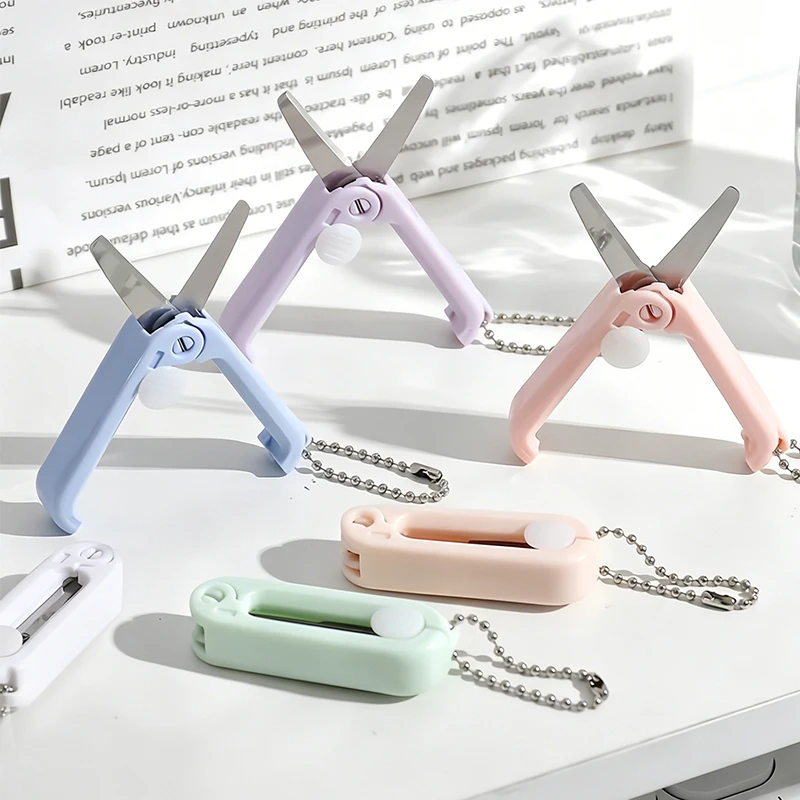 Portable Multifunctional Mini Scissors with Keychain, Can Be Extended and Folded, Creative Paper-Cutting Crafting Crafts Tool