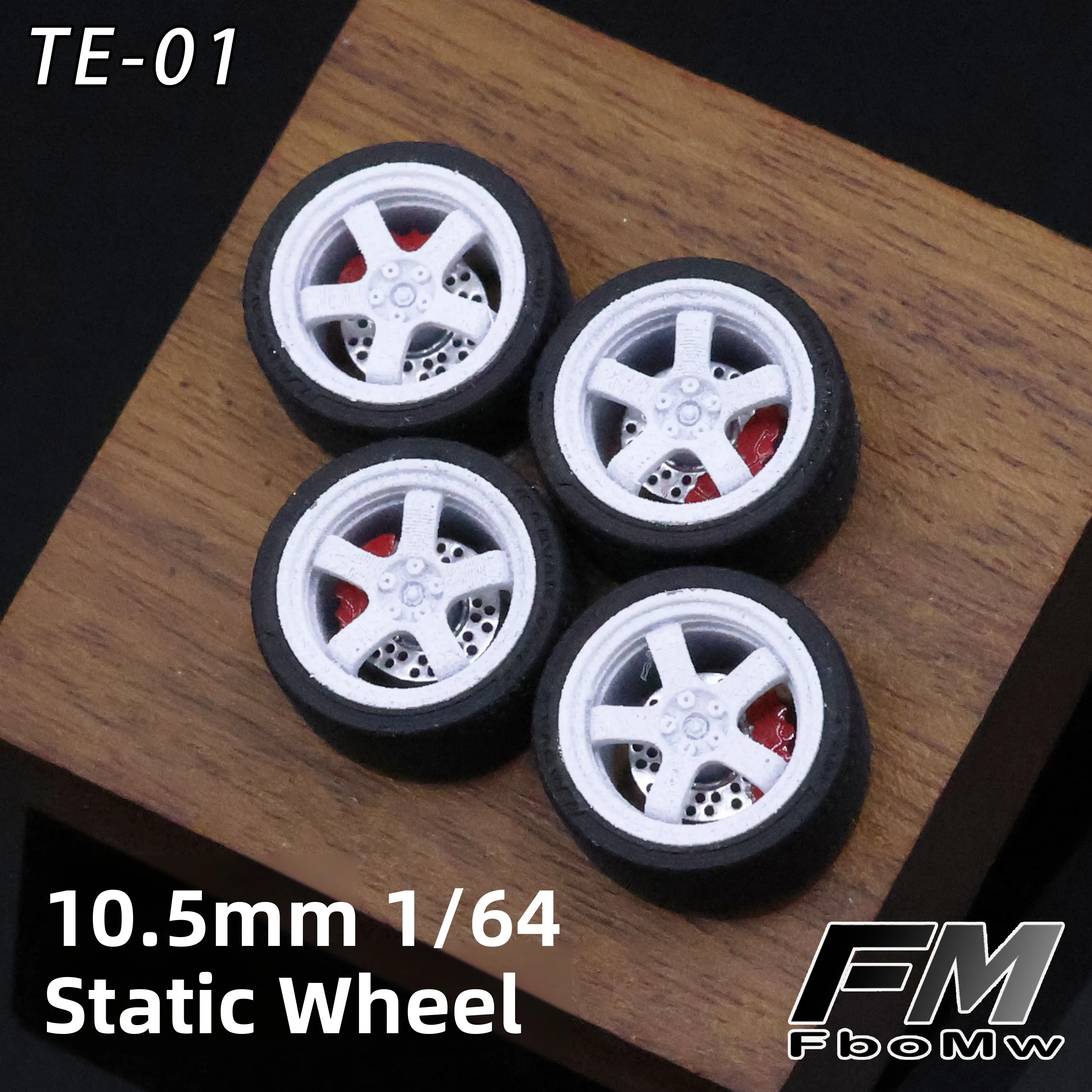 Modelo de cubo de rueda a escala TE01 164, compatible con GT Flaming Wheel y otros modelos de coches, incluye disco de freno para coleccionistas