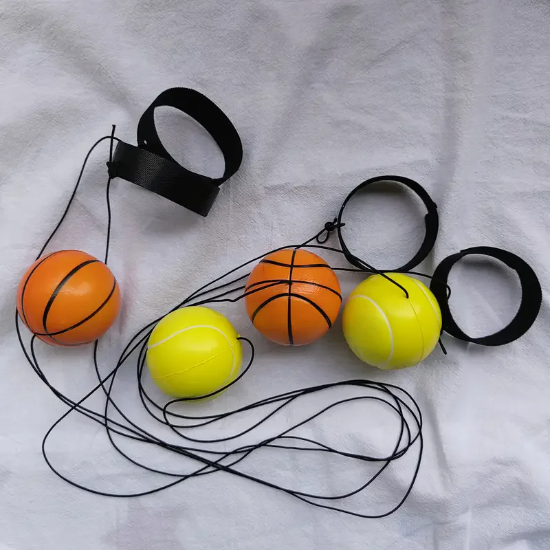 Basketball Wrist Bouncing Ball, High Elasticity Hand Throw Training Ball, Wristband Kit, Outdoor Activity Props