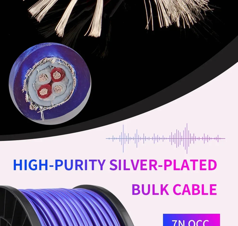 HiFi Audio Line Double Shield 7N OCC Silver Plated Copper DIY USB RCA XLR Coaxial BNC Bulk Cable