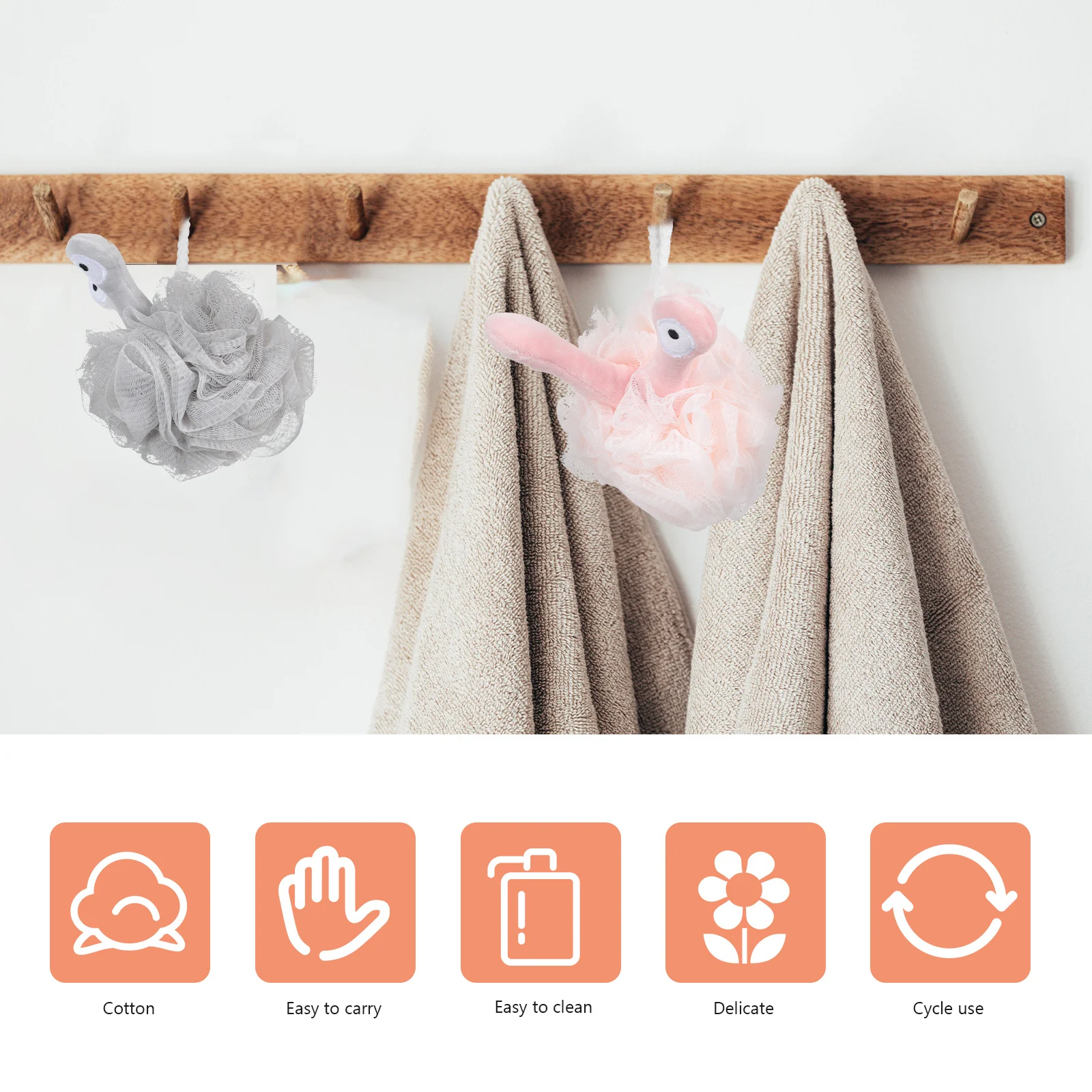 

3pcs Bath Balls Cartoon Style Design For Durable Bathing Body Ball Practical Bathroom Supplies Exfoliating Scrubber Shower