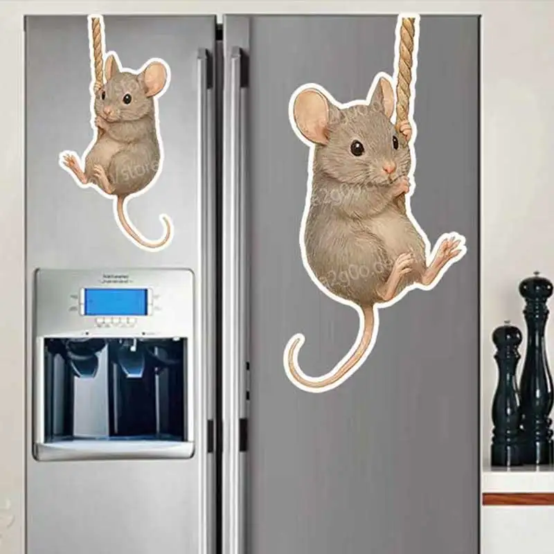 Little Mouse Swing Play Wall Stickers Art Decal for Children's Room Bathroom Toilet Living Room Cabinet Fridge Decor AA264