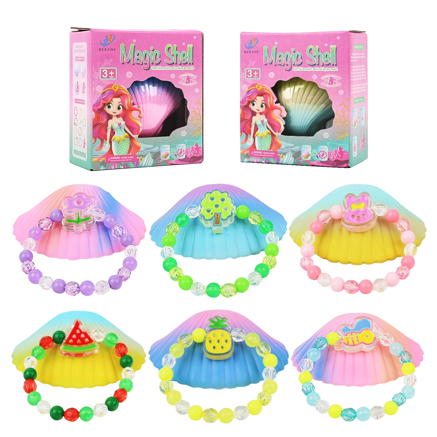 SoakSoaking in water to hatch shell toys, colorful seashell girl princess bracelet , expanding and expanding creativity