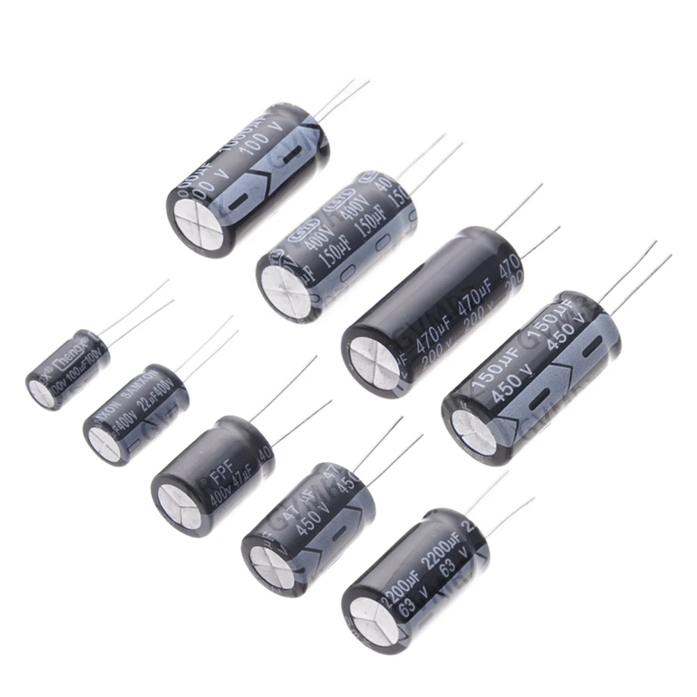 150UF 1000UF Electrolytic Capacitor Set 63V 100V 200V 250V 400V 450V for DIY Circuit Repair 10UF 20UF 100UF 220UF 10UF 20UF view 2
