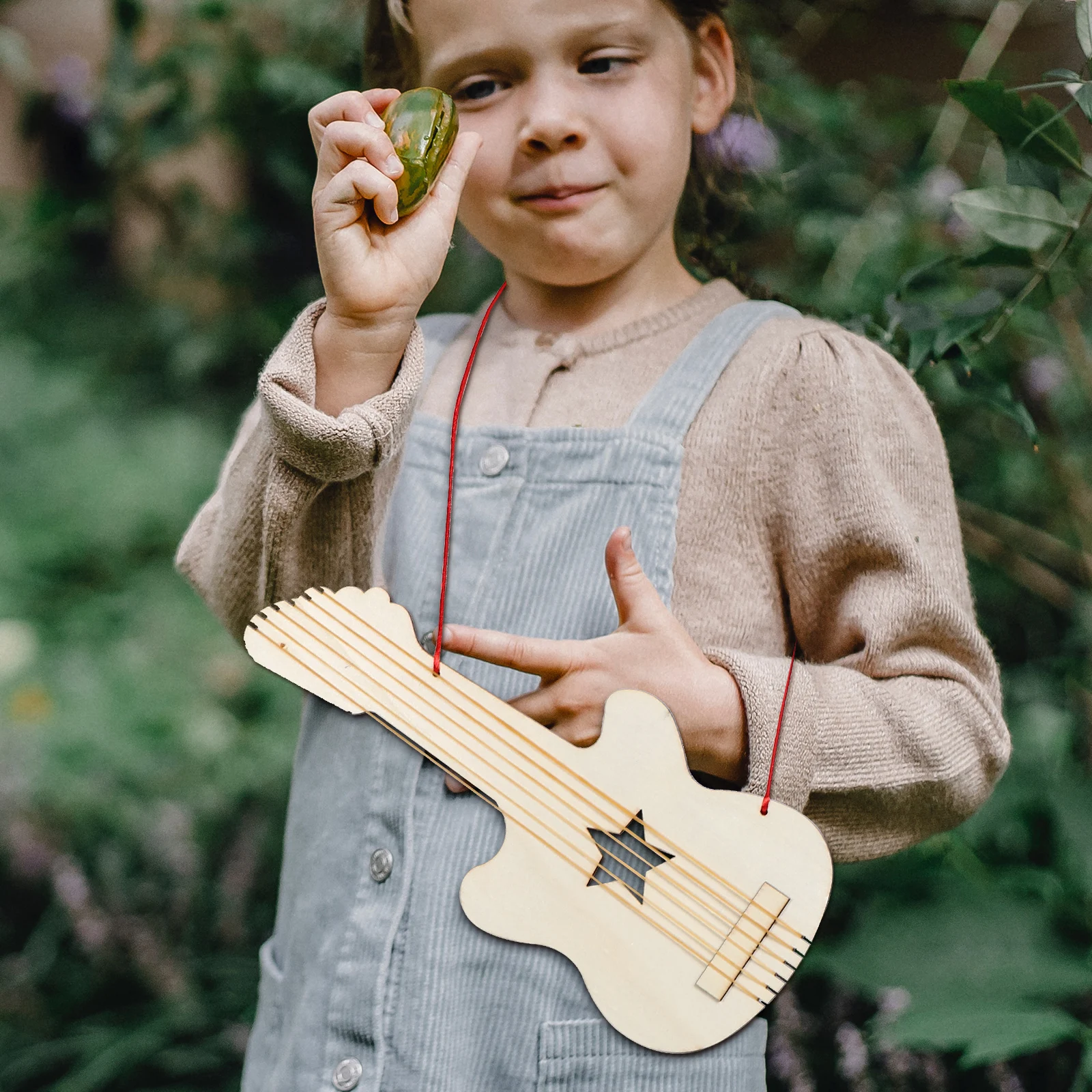 

DIY Wooden Guitar Kids Music Toys Unfinished Wood Shapes Electric Cutouts Blank Crafts Child Wooden DIY Guitar Craft Kit