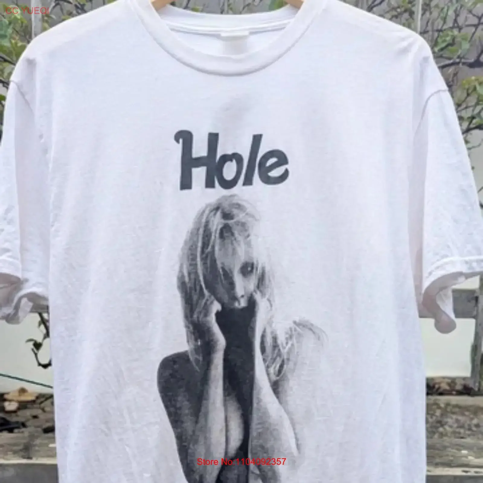 Hole band Courtney Love short sleeve T shirt Reprint AN62650 vintage Washed Top For Everyday Wear Breathable Casual Soft