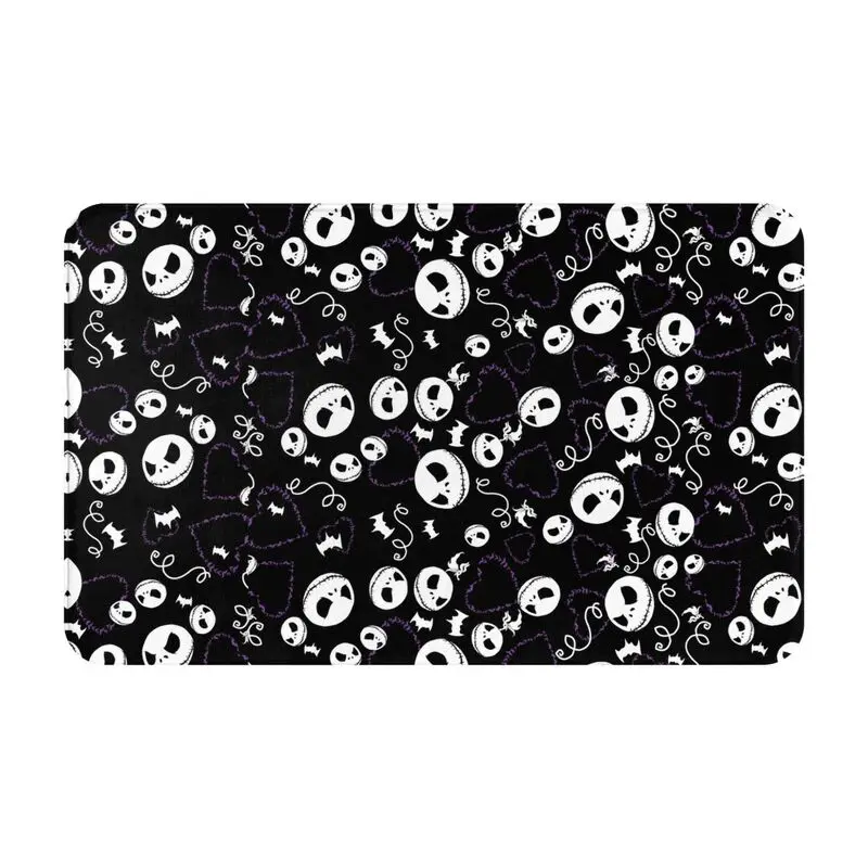 Custom The Nightmare Before Christmas Front Door Mat Anti-Slip Outdoor Absorbent Jack Skellington Doormat Kitchen Rug Carpet