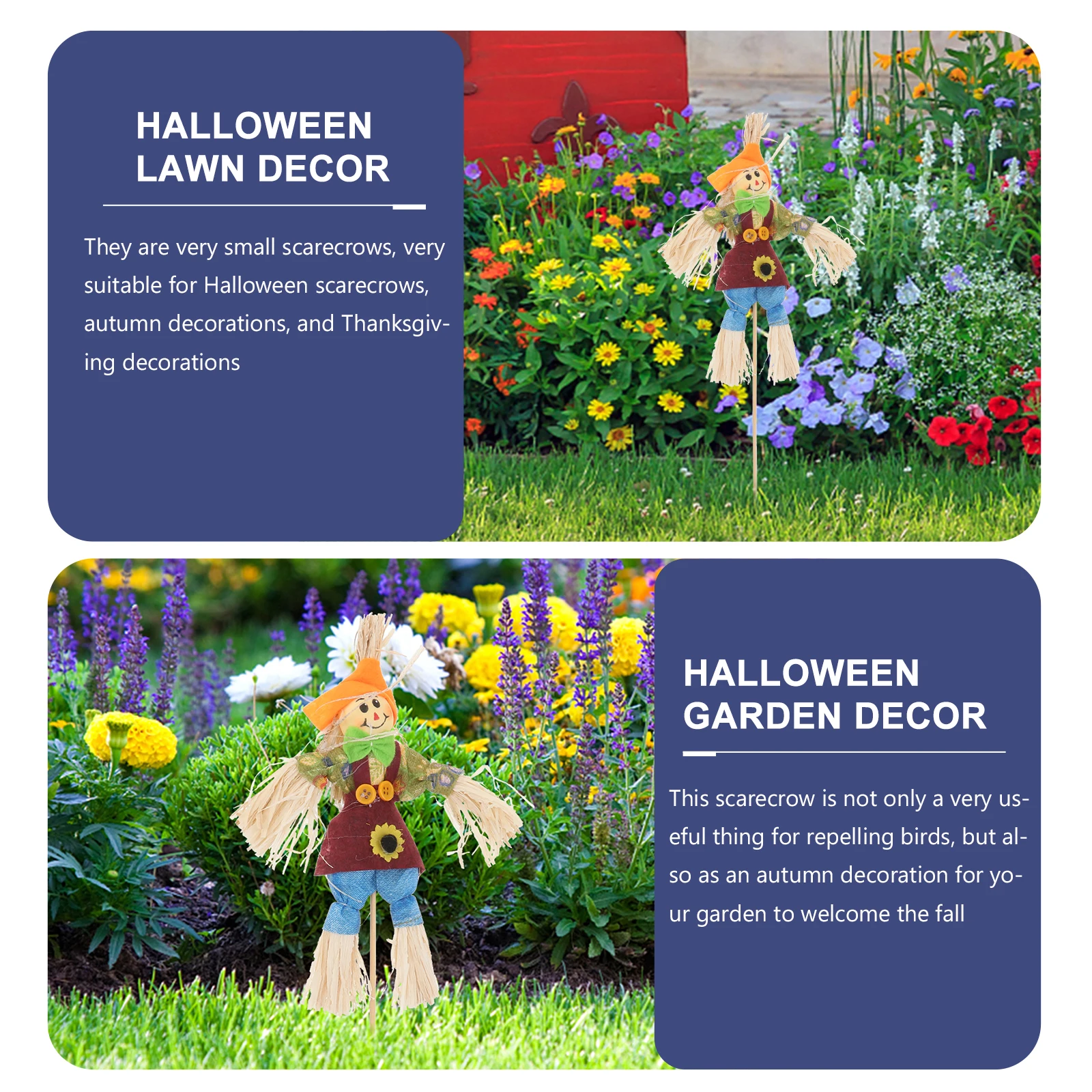 

4pcs Halloween Scarecrow Decorations Small Standing Autumn Thanksgiving Decor Prop For Party Home Bar Garden Durable Cloth