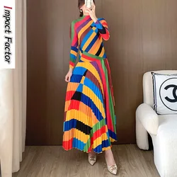 Long Pleated Half Skirt Set for Spring and Autumn Outfits with A Bottom Layer, Fashionable Nanyou High-end Women's Two-piece Set