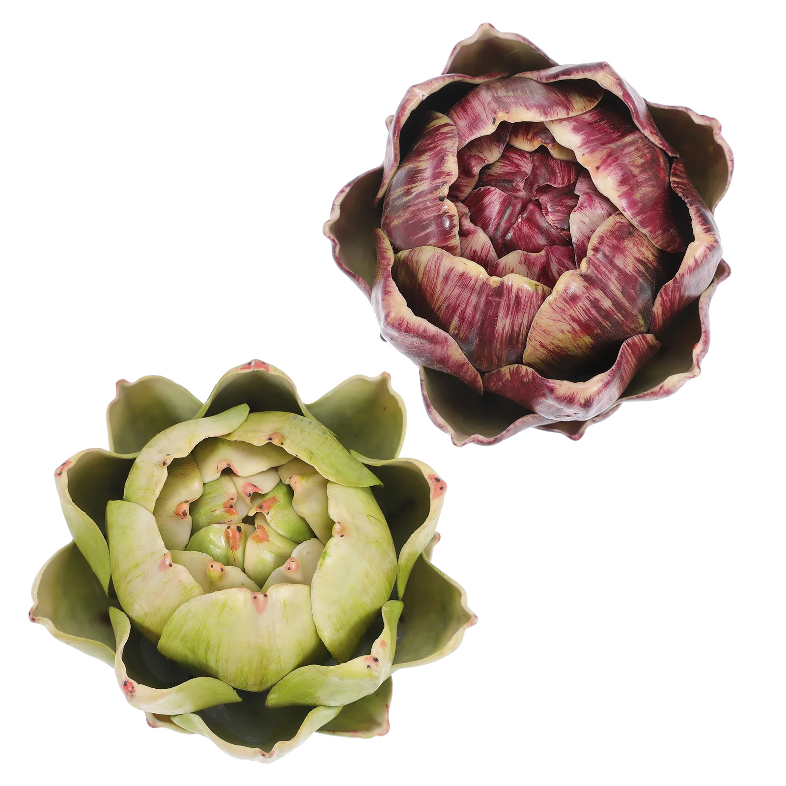 

2 Pcs Artificial Artichoke Flower Golden Silk Bear Hamster Faux Artichokes for Decoration Model Lattice Fake Vegetable Kitchen