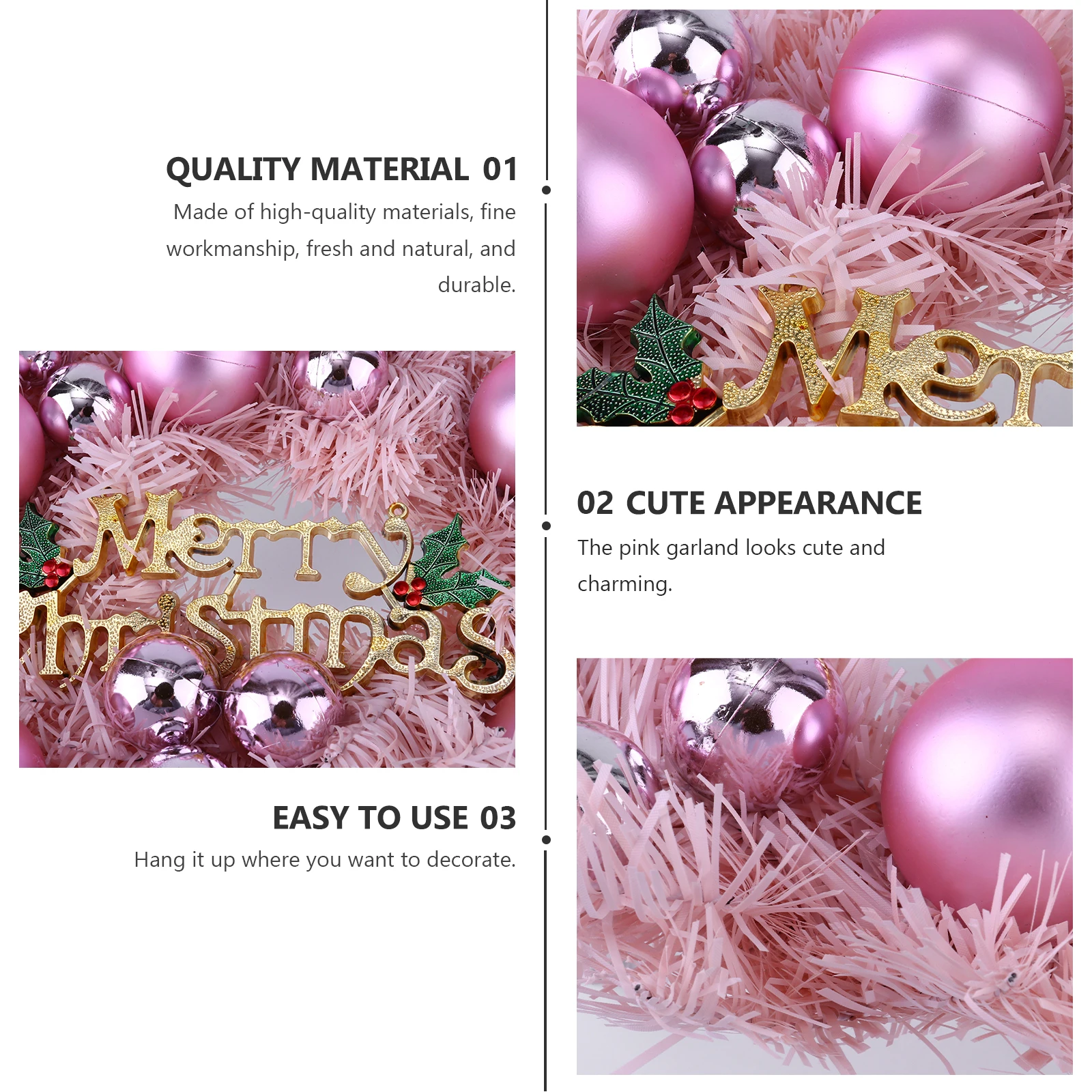 

1pc Decorative Ball Large Holiday Christmas Door Wall Ornaments Door Wall Wreath PVC Nature Festive Home Party DIY
