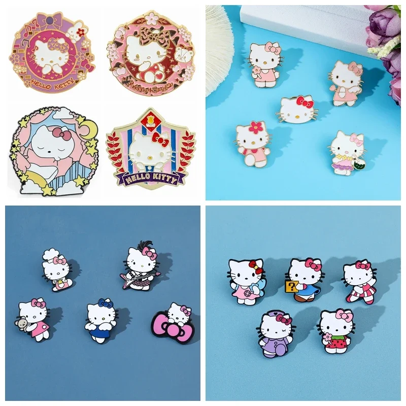 Anime Cartoon Character brooch Hello Kitty Clothes Bag Metal Pins new Cute Enamel Pin Clothing Badge Accessories Gift for Friend