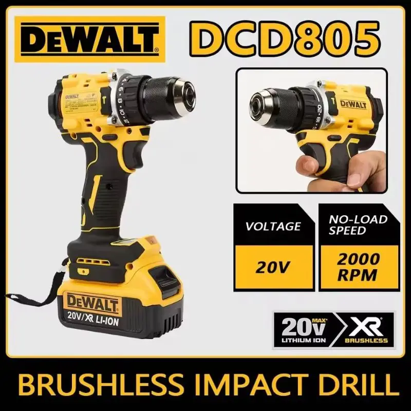 

DEWALT Lithium Battery 20V Rechargeable Brushless Compact Electric Screwdriver Hand Drill Impact Drill DCD805