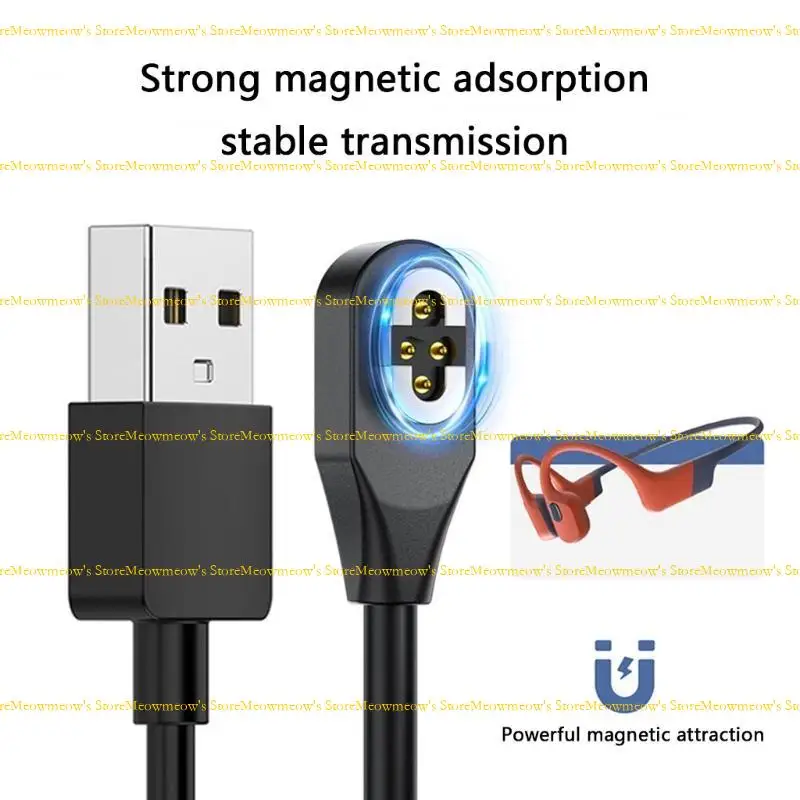 W91A اتصال مغناطيسي كابل الشاحن USB لـ OpenSwim S710 أجهزة الأذن الذكية