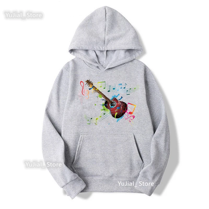 Golden Music Note Print Sweatshirt Women'S Clothing Fashion White/Pink/Gray Hoodies Long-Sleeved Tracksuit Femme Harajuku Coat
