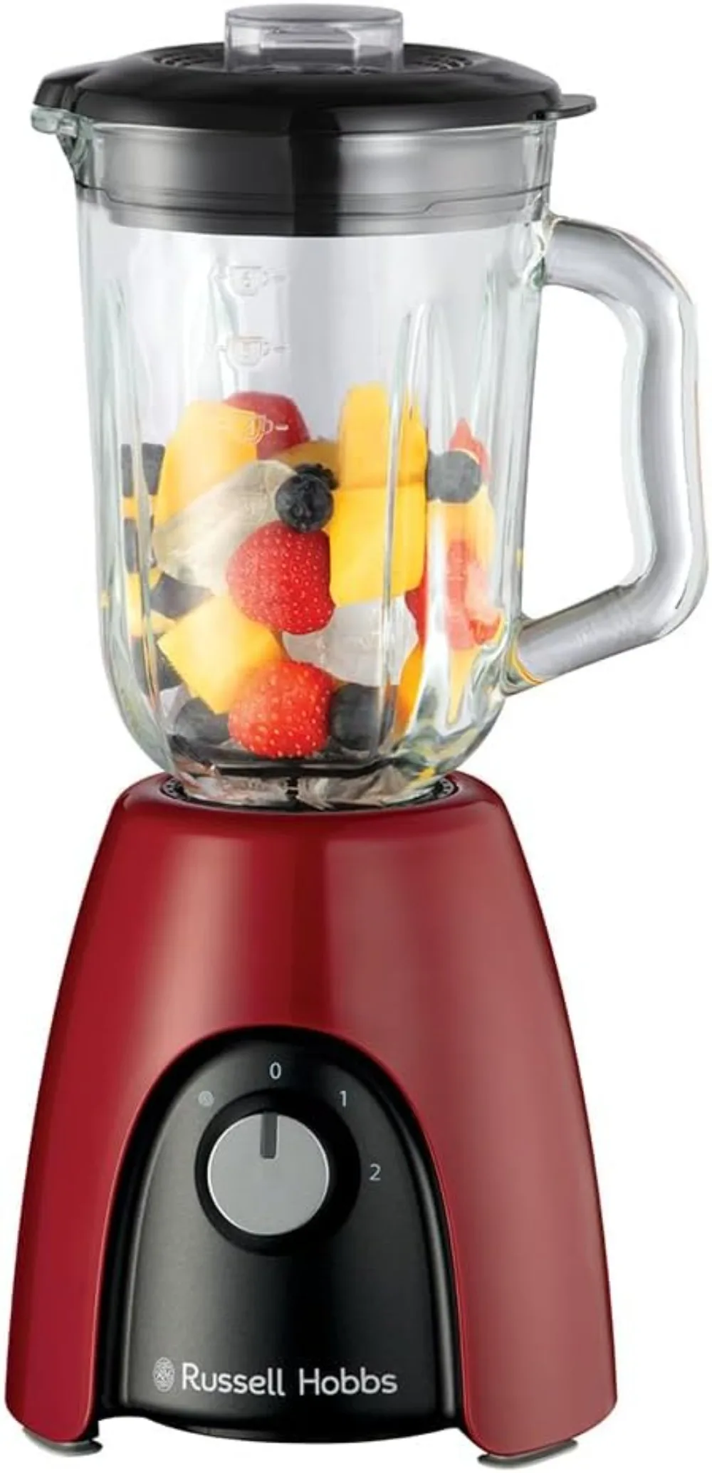 Batidora de Vaso para batidos, zumos y papillas, vaso de cristal de 1,5 l, 2 velocidades con función Pulse, cuchil