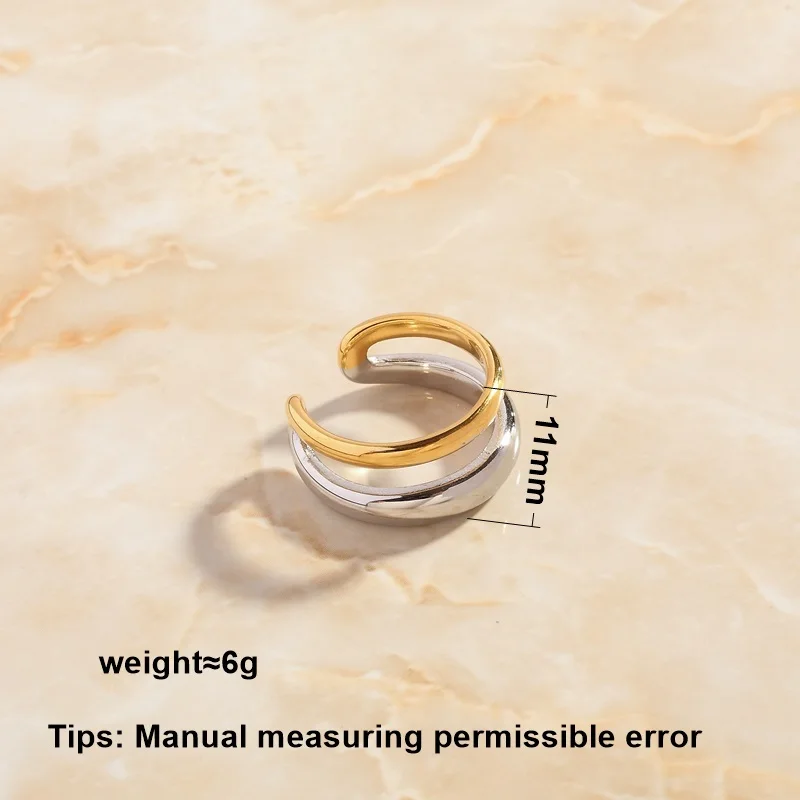 SOMMAR Trendy Gold Plated Female Friend Knuckle Rings Color blocked double-layer gold split ring ring men bijoux women