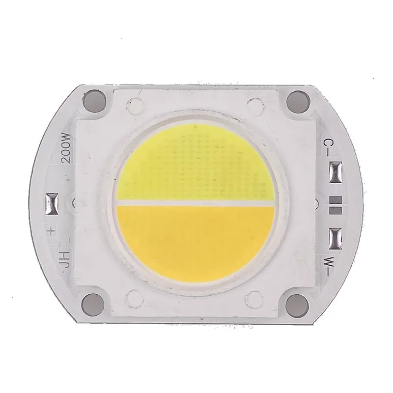 

200-watt dual-color COB lamp beads, with white light and warm white light distributed in the inner circle.