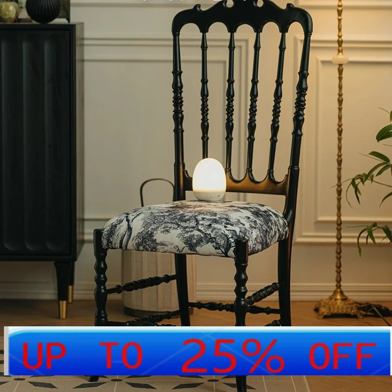 

LTT Napoleon Dining Chair Home Retro High-Grade Soft Bag Armchair American Chinese Style Solid Wood Dining Table and Chair