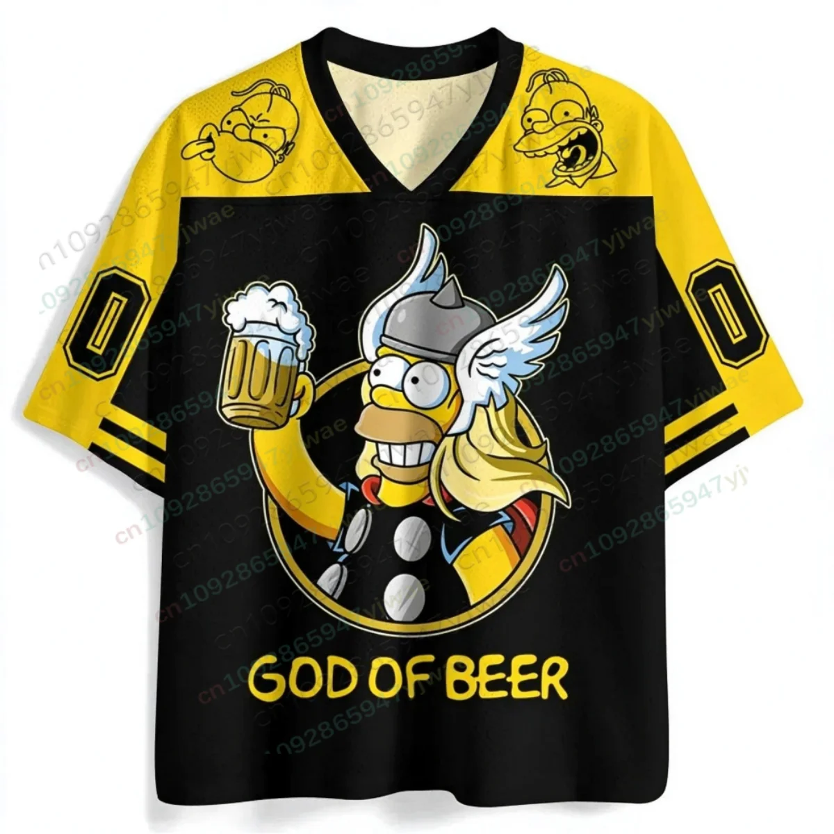 Summer Men's Womne's The Simpsons Thor God of Beer Jersey Shirts Short Sleeve Casual Round Neck T-shirt Tops Tee