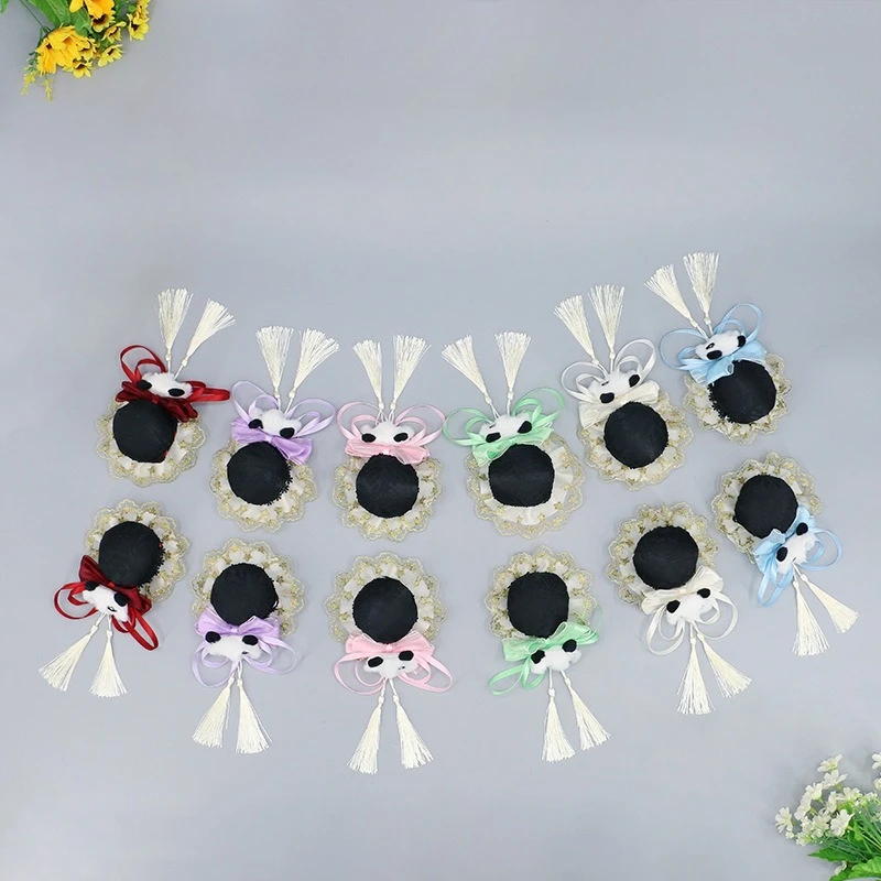 로리타 골동품 머리 장식 프린지 소녀 귀여운 볼 헤드 민족 스타일 쌍 팬더 롤빵 머리핀 헤어 액세서리
