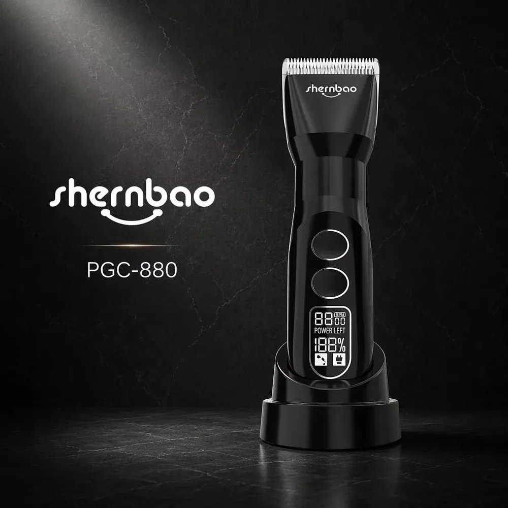 Shernbao PGC-880 D Series Cordless Rechargeable Low Noise Pet Hair Clipper Dog Grooming Trimmer Plastic Blade