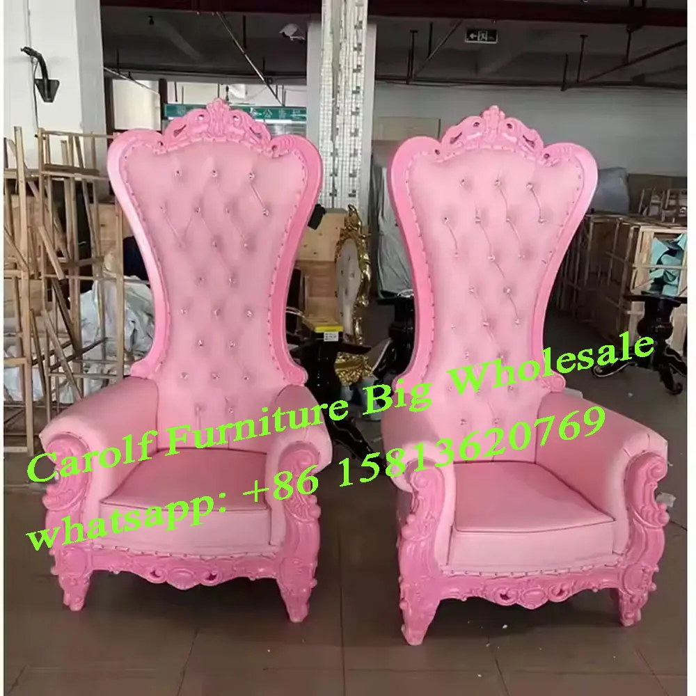 High Back Pink Throne Chair Wedding Party Royal King and Queen Throne Sofa Chair