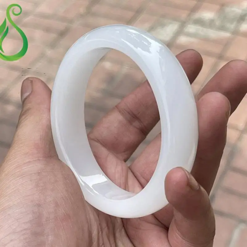 Natural Nephrite White Jade Bangle Stone Bracelet Women Fine Jewelry Accessorie Genuine Hetian Jades Bangles Girlfriend Mom Gift