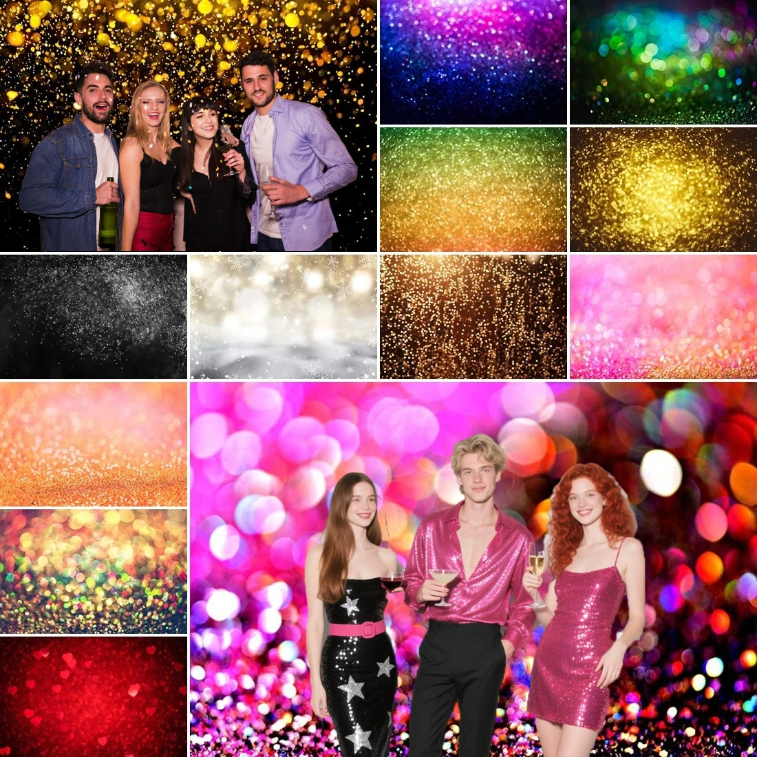 

MOON.QG Abstract Glitter Bokeh Shimmer Wall Background Party Decorations Background Photography Christmas Wedding Backdrop