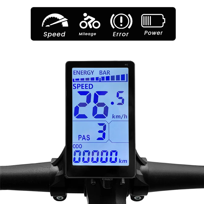 A48I Electric Bike LCD Meter 5 Pin 24V 36V 48V 60V Universal Electric Scooter M5 LCD Panel Screen Waterproof Connector