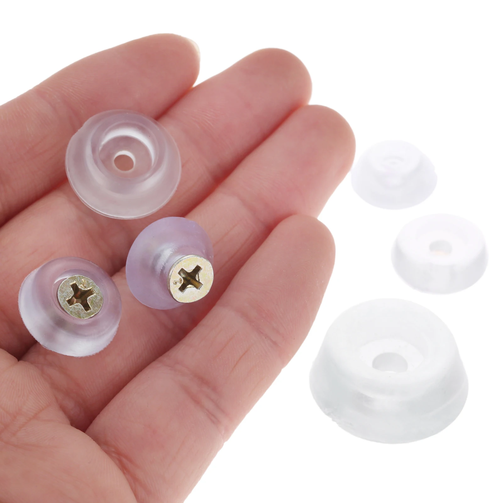 20 piezas-patas transparentes para muebles, almohadilla deslizante de goma suave, Protector de suelo, tornillo, taza de 15/16mm