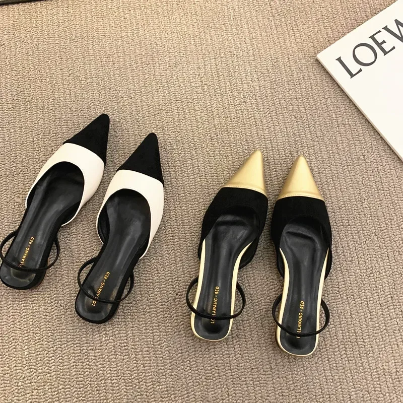 Summer Fashion Pointed Toe  Non-slip Buckle Strap Sexy Women Sandal Chunky Heels Banquet Designer Women Shoes Sandals