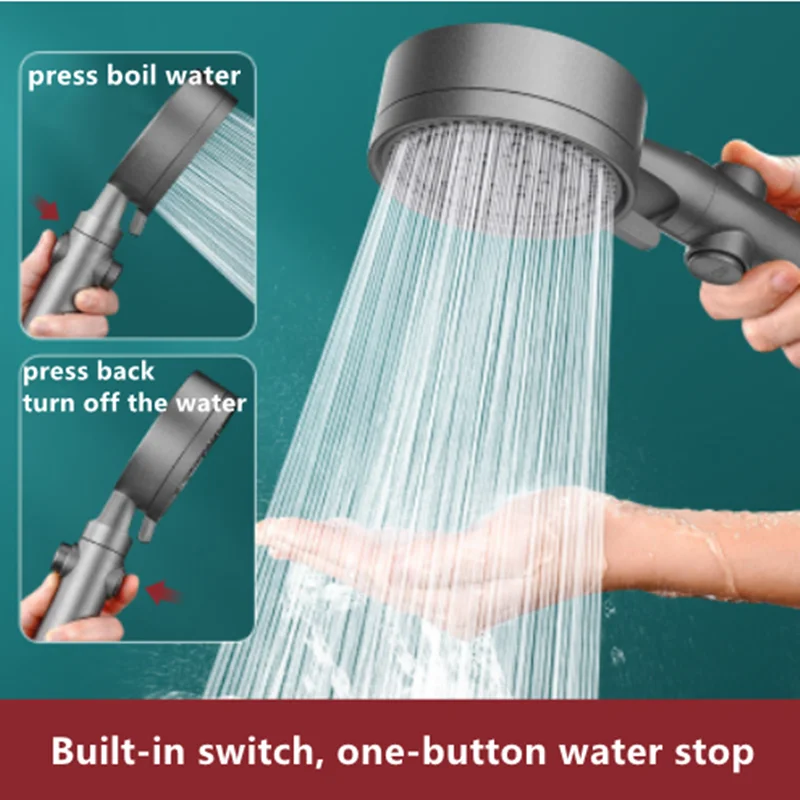 5 Modes Shower Head Adjustable High Pressure Water Saving Shower One-key Stop Water Massage Shower Head for Bathroom Accessories