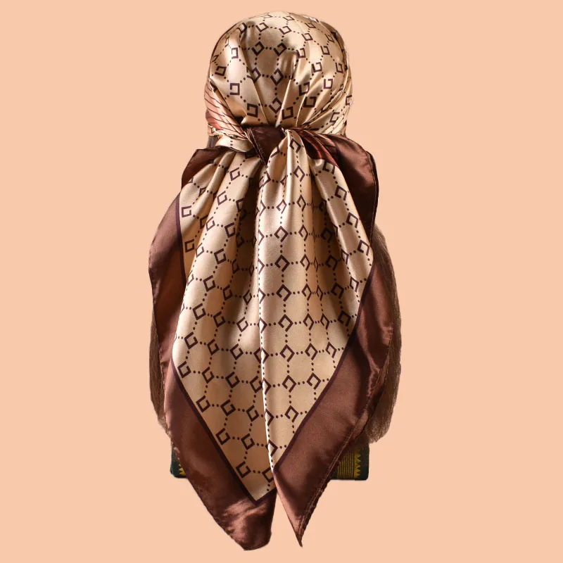 Foulard carré en Satin pour femmes, accessoire de plage d'été, à la mode, 90x90 pouces, multi-usage, serviette pour cheveux polyvalente, 1 pièce
