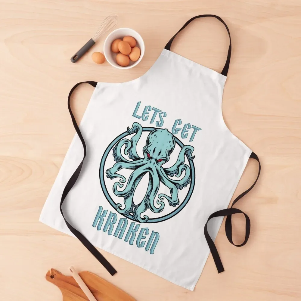 

Let’s Get Kraken Seattle NHL Apron man chef uniform custom women's kitchen Kitchen Supplies Kitchen Things And For Home Apron