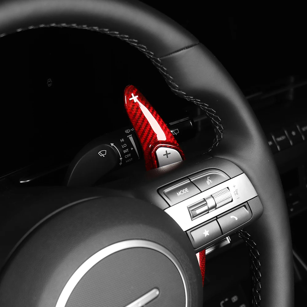 لشركة هيونداي كونا SX2 2024 2025 2026 ريال ألياف الكربون عجلة القيادة مجداف شيفتر والعتاد التحول تمديد غطاء الكسوة الملحقات