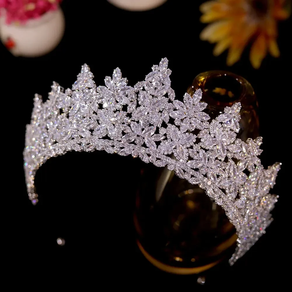 

New Fairy CZ Headband Luxury Royal Queen Zircon Crown Women Bridal Tiara Diadem Party Jewelry Wedding Tiaras