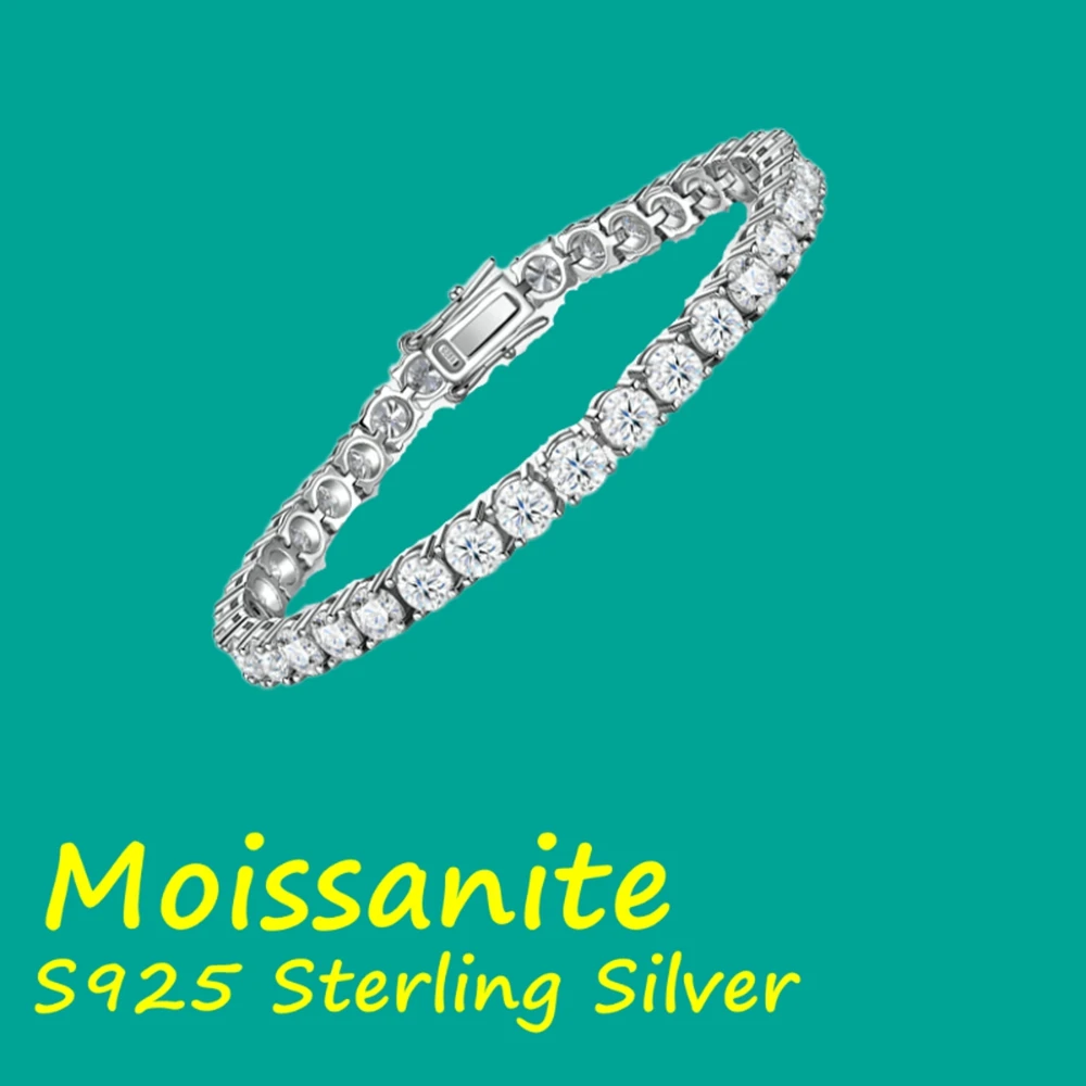 

S925 Sterling Silver 3/4/5/6.5mm D VVS1 Moissanite Tennis Bracelet for Women Classic Bracelet for Men Chain Jewelry Gift