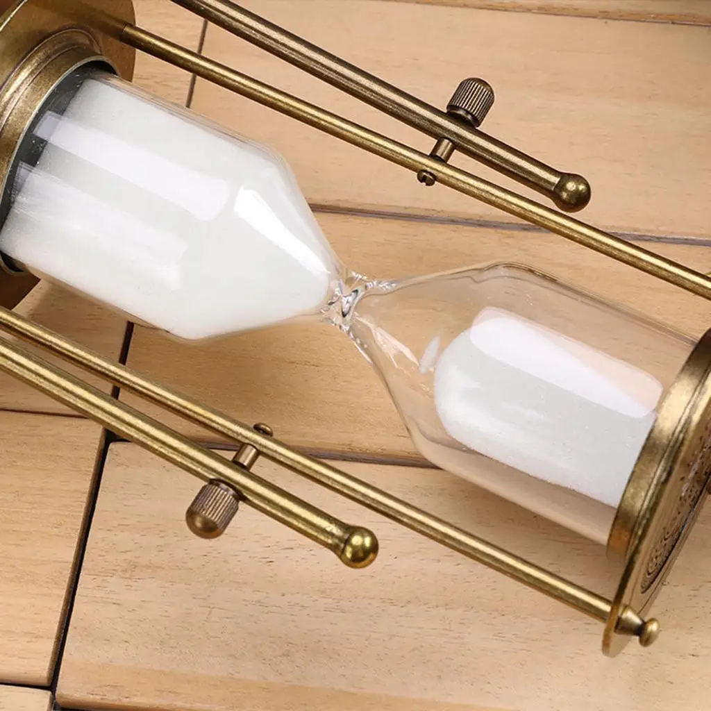 Sand Hourglass Metal Frame Sand Timer Wooden Sandglass Home Decoration 15 Minutes for Kitchen Yoga