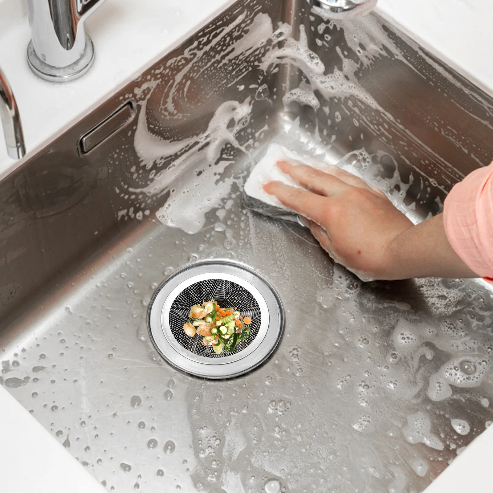 

8Pcs Stainless Steel Sink Strainers Mesh Filter Kitchen Sink Drain Screen Metal Basin Clog Prevent Drain Filter Net