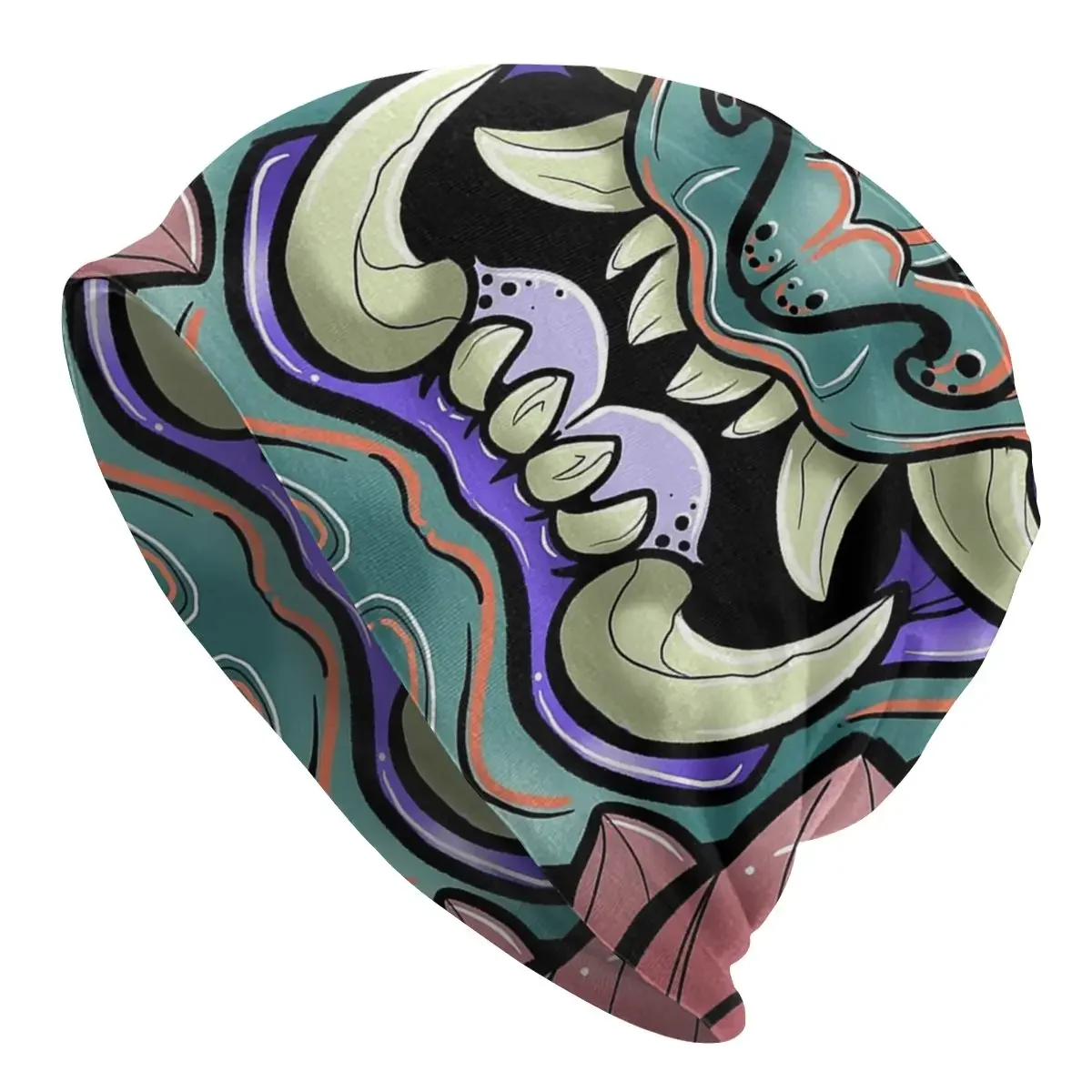 

Oni Face Skullies Beanies Japan Samurai Demon Hats Vintage Outdoor Men Women Caps Autumn Winter Warm Dual-use Bonnet Knit Hat