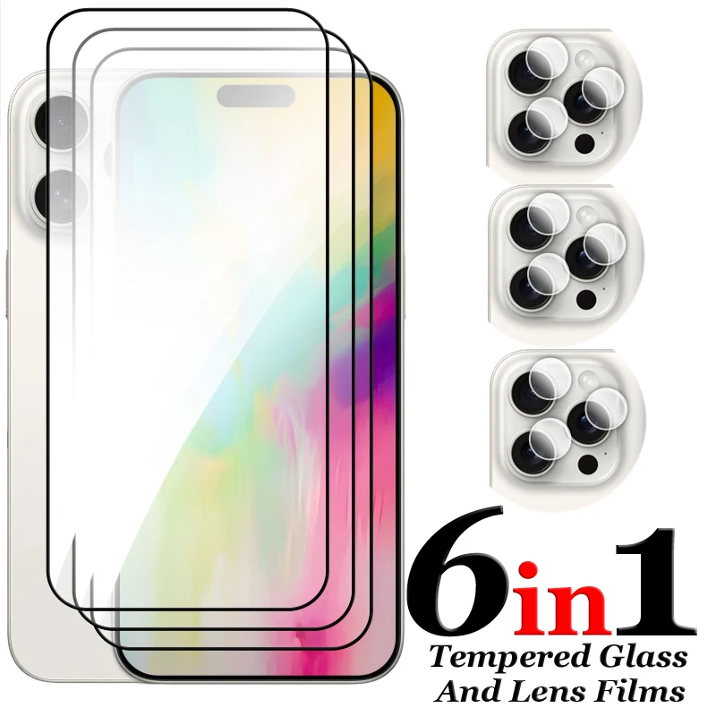 For iPhone 16 Pro Max Glass For Apple iPhone 16 Pro Max Tempered Glass 2.5D Full Cover Glue Screen Protector For iPhone 16 Film