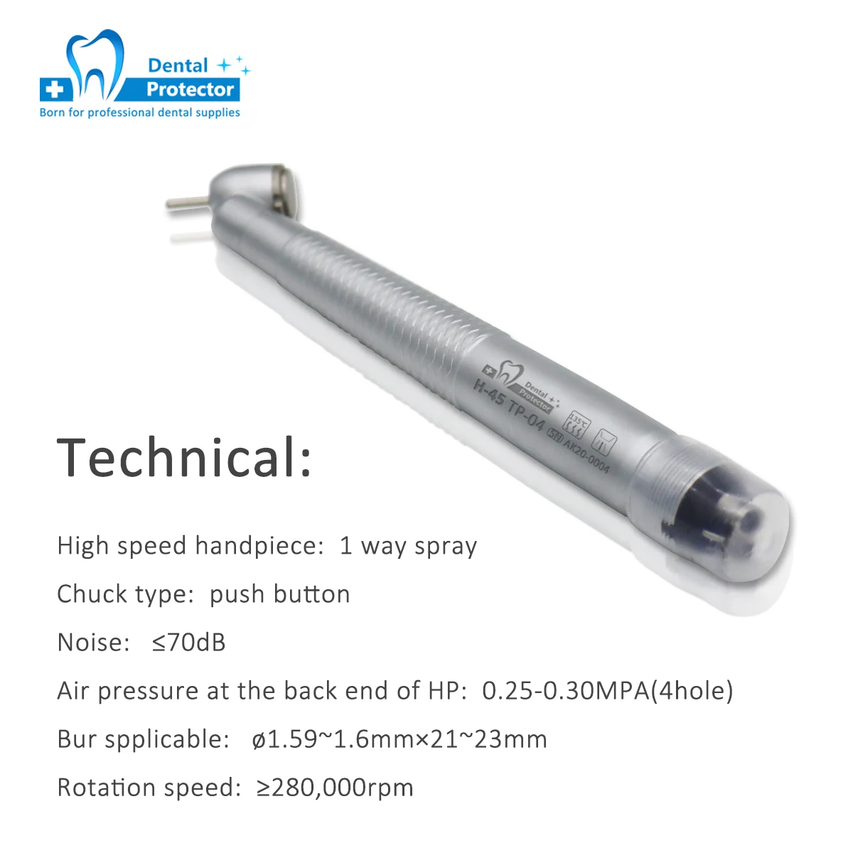 Pièce à Main Dentaire Résistante à Grande Vitesse, Bouton-Poussoir à Tête Standard, Pulvérisation à Voie Unique, Outils pour Dentistes, 45