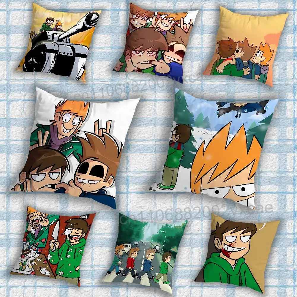 

hot comic Eddsworld Pillow Case Square Double-Sided Printing Short Plush Sofa Cushion Cover Bedroom Bedside Pillow