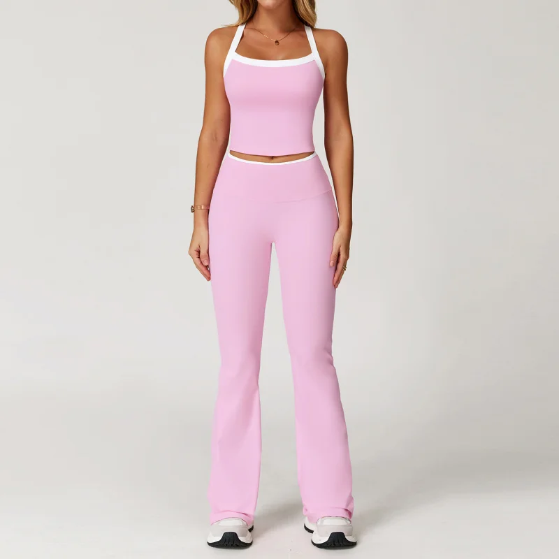 BIANHUI Women's Tracksuit Sports Set Color-Block Cross Back Tight Yoga Clothing For Women Fitness Sport Outfit For Woman - Image 6