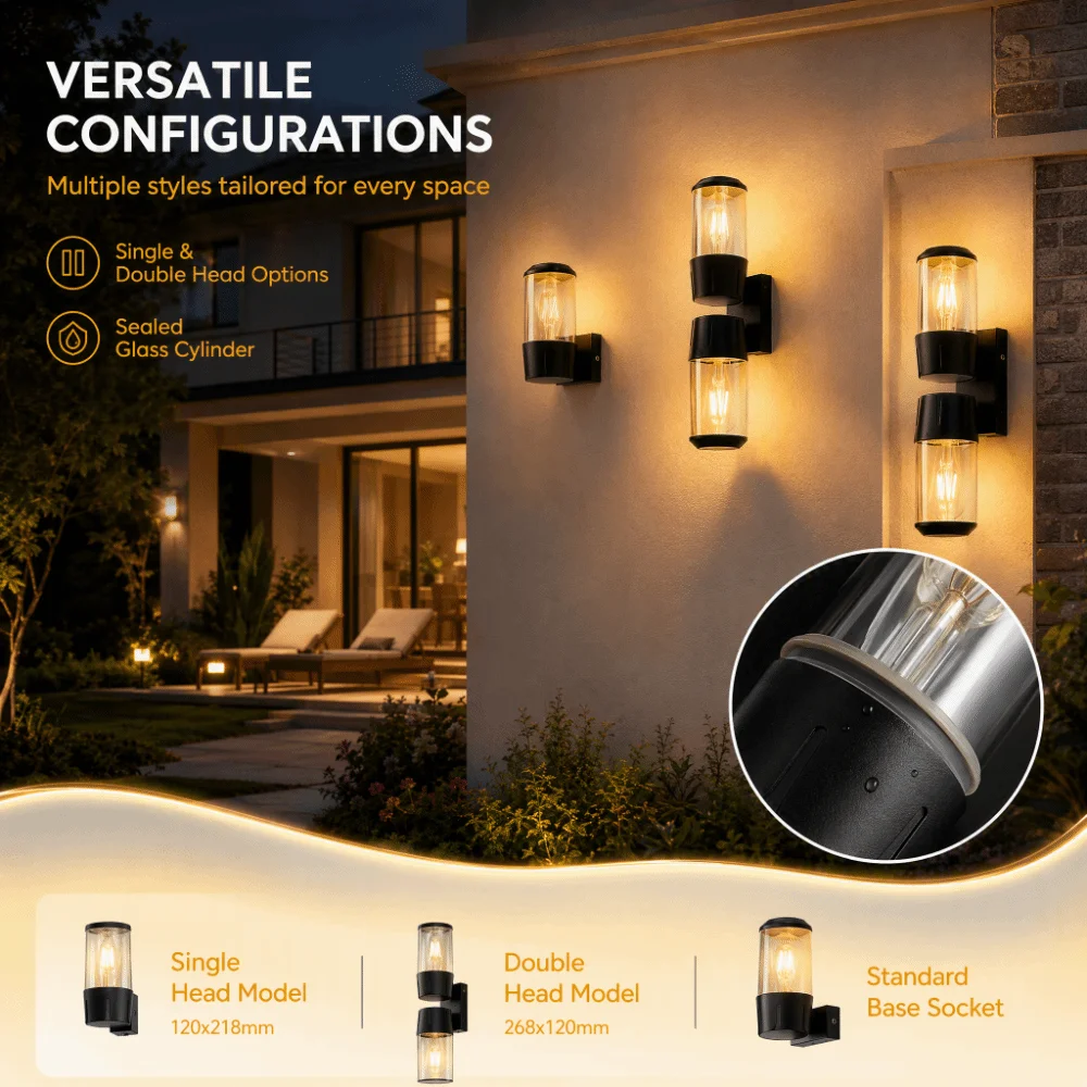 IP65 Waterproof Outdoor Wall Light Aluminum Material Simple Design Wall Light Cross-border Style New Chinese Style