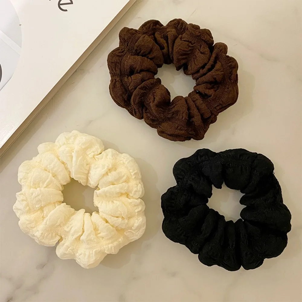 Fashion Large Korean Puff Hair Loop Ruffle Design Solid Color Headband No Harm Vintage Hair Scrunchie Hair Ornament