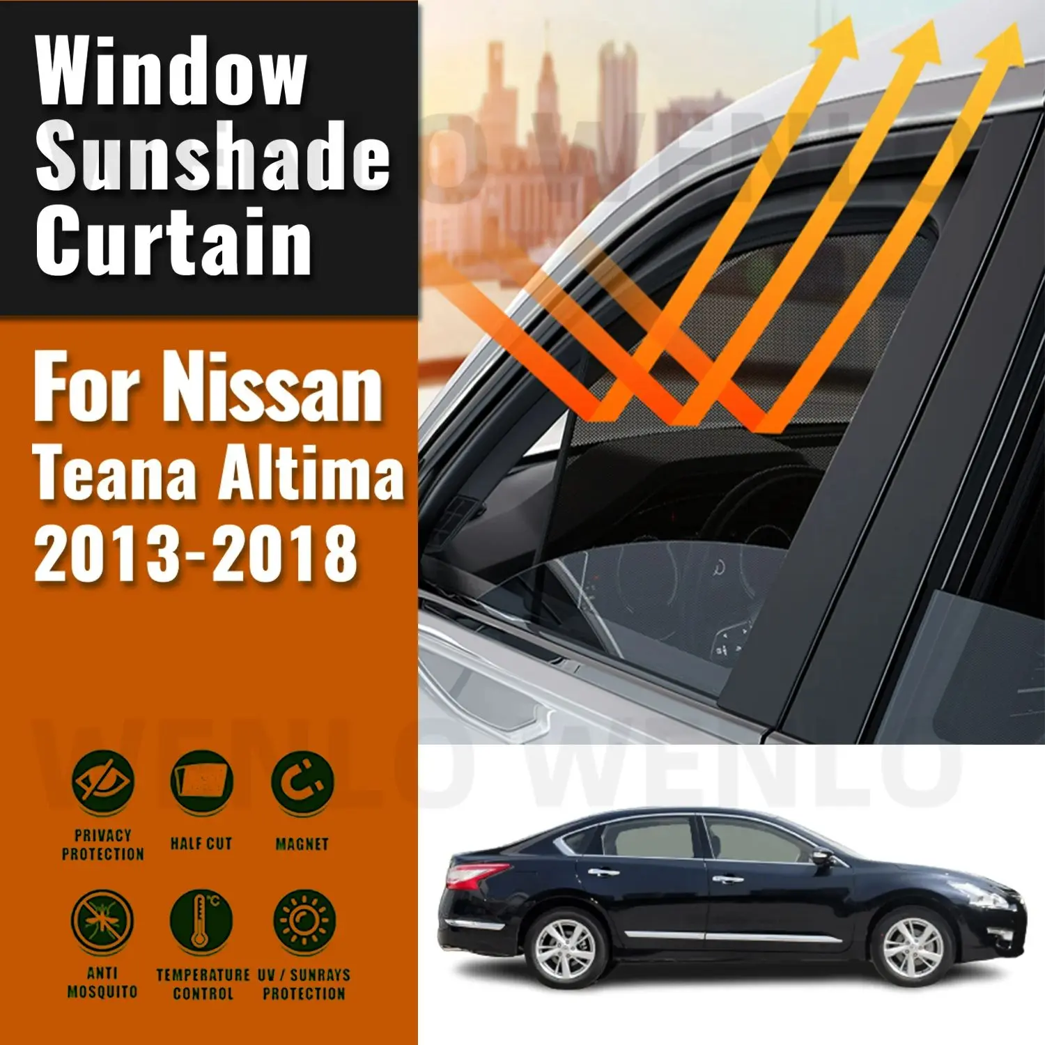 

Магнитный автомобильный солнцезащитный козырек для Nissan Teana Altima 2013-2018, занавеска на переднее ветровое стекло, занавеска на заднее боковое стекло, солнцезащитные занавески