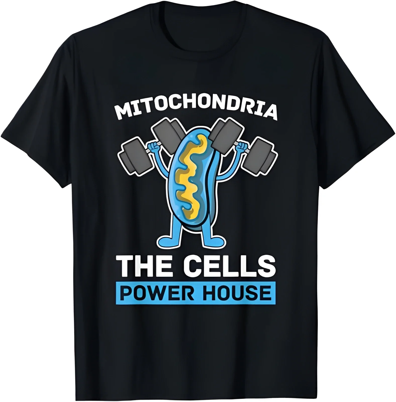 

Mitochondria Cell Powerhouse Lifting Weights Graphic T-Shirt Men's Short Sleeve Crew Neck